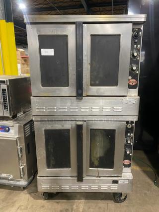 Blodgett Boston Market Style Commercial Stainless Steel Natural Gas Powered Double Stacked Convection Oven! With Wired Oven Racks! On Casters! 2X Your Bid Makes One Unit!