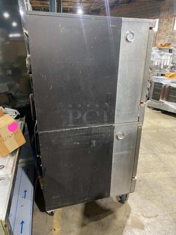 Blodgett Boston Market Style Commercial Stainless Steel Natural Gas Powered Double Stacked Convection Oven! With Wired Oven Racks! On Casters! 2X Your Bid Makes One Unit! - Image 3 of 8