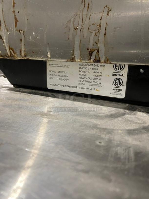 MenuMaster Commercial Stainless Steel Countertop Microwave Oven! With Programable Touch Pad! Model: MRC30S2 SN: 1812140122! 208/240V! - Image 5 of 8