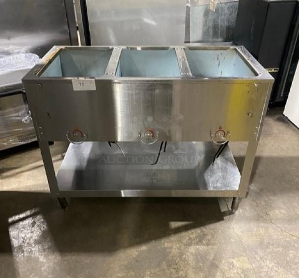 Commercial Stainless Steel 3 Bay Hot Food Steam Table! With Undershelf! On Legs! - Image 1 of 7