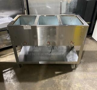 Commercial Stainless Steel 3 Bay Hot Food Steam Table! With Undershelf! On Legs!