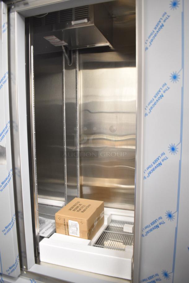 BRAND NEW SCRATCH AND DENT! Beverage Air HBR49HC-1 Stainless Steel Commercial 2 Door Reach in Cooler w/ Poly Coated Racks. 115 Volts, 1 Phase. Tested and Working! - Image 4 of 5