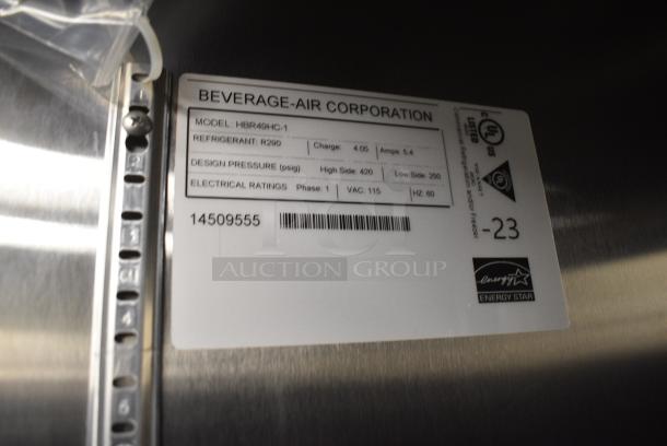 BRAND NEW SCRATCH AND DENT! Beverage Air HBR49HC-1 Stainless Steel Commercial 2 Door Reach in Cooler w/ Poly Coated Racks. 115 Volts, 1 Phase. Tested and Working! - Image 5 of 5