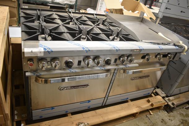BRAND NEW SCRATCH AND DENT! Southbend 4601DD-2GR Stainless Steel Commercial Natural Gas Powered 6 Burner Range w/ Flat Top Griddle and 2 Ovens. - Image 3 of 12
