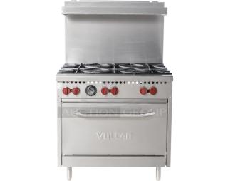 BRAND NEW IN CRATE! Vulcan SX36-6BN Stainless Steel Natural Gas 6 Burner 36" Range with Standard Oven. 198,000 BTU
