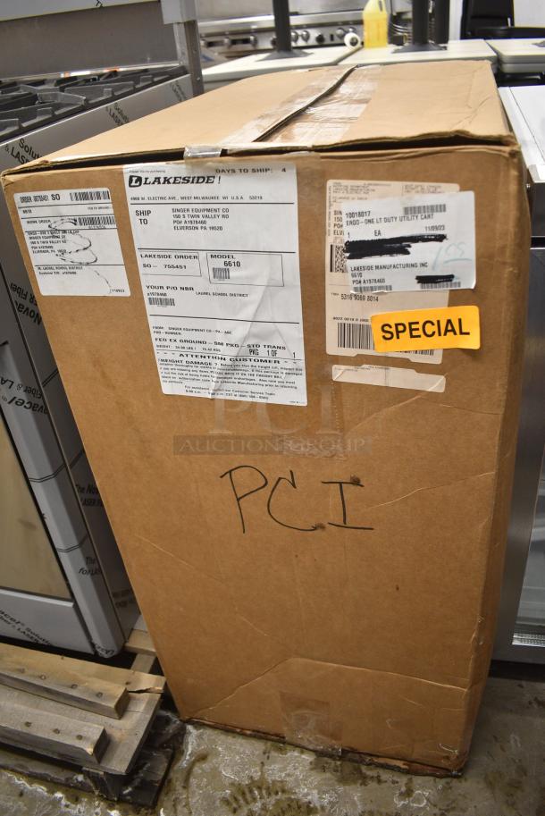 BRAND NEW IN BOX! Lakeside 6610 Ergo-One System Utility Cart, 2 Shelf: 18″ x 27″, 300-Lb. Capacity - Image 2 of 3
