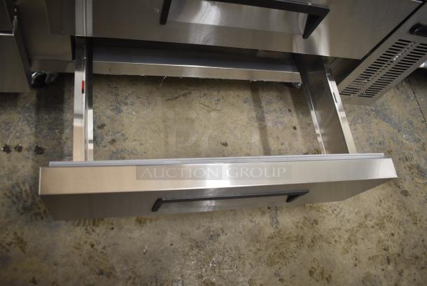 BRAND NEW SCRATCH AND DENT! 2024 Avantco 178CBE72HC CBE-72-HC Stainless Steel Commercial 72" 4 Drawer Refrigerated Chef Base on Commercial Casters. 115 Volts, 1 Phase. Tested and Working! - Image 6 of 9