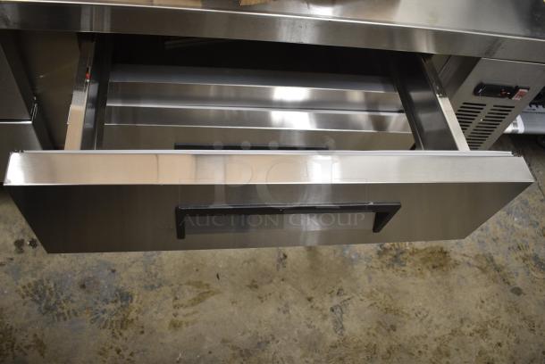 BRAND NEW SCRATCH AND DENT! 2024 Avantco 178CBE72HC CBE-72-HC Stainless Steel Commercial 72" 4 Drawer Refrigerated Chef Base on Commercial Casters. 115 Volts, 1 Phase. Tested and Working! - Image 7 of 9