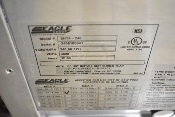 BRAND NEW SCRATCH AND DENT! 2024 Eagle SHT4-240 Stainless Steel Commercial Electric Powered 4 Bay Steam Table. 240 Volts, 1 Phase. - Image 8 of 8