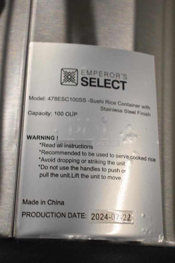 BRAND NEW SCRATCH AND DENT! Emperors Select 478ESC100SS 100 Cup Insulated Sushi Rice Container with Stainless Steel Finish - Image 5 of 5