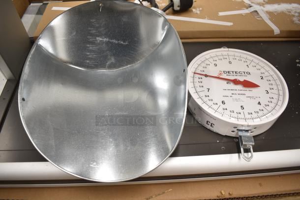 BRAND NEW SCRATCH AND DENT! Cardinal Detecto 20 lb. Hanging Scoop Scale with Double Dial and Stand Kit - Image 1 of 5