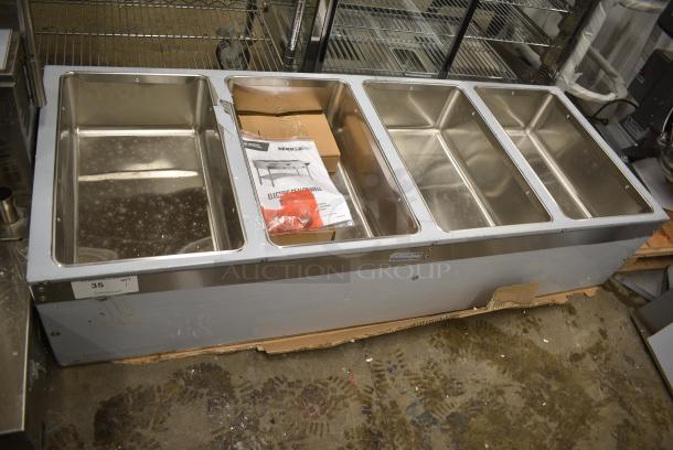 BRAND NEW SCRATCH AND DENT! 2024 ServIt 423EST4WSFBH Stainless Steel Four Pan Sealed Well Electric Steam Table with Fully Enclosed Base. 240 Volts. - Image 1 of 7