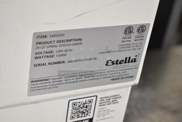 BRAND NEW SCRATCH AND DENT! Estella 348SM20 Metal Commercial 20 Qt. / 28 lb. Two-Speed Spiral Dough Mixer w/ Stainless Steel Mixing Bowl, Bowl Guard and Dough Hook Attachment. 120 Volts, 1 Phase. - Image 7 of 7