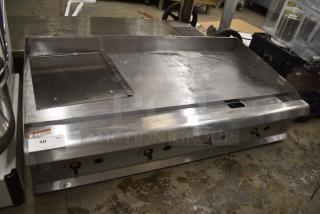 BRAND NEW SCRATCH AND DENT! 2024 Cooking Performance Group GM-CPG-48-NL 351GMCPG48NL Stainless Steel 48" Natural Gas Countertop Griddle with Manual Controls. 120,000 BTU