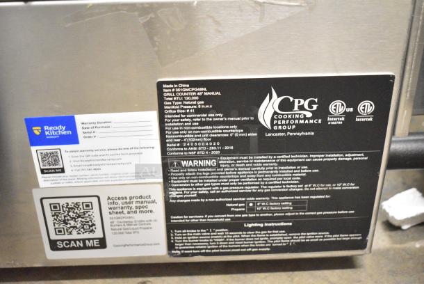 BRAND NEW SCRATCH AND DENT! 2024 Cooking Performance Group GM-CPG-48-NL 351GMCPG48NL Stainless Steel 48" Natural Gas Countertop Griddle with Manual Controls. 120,000 BTU - Image 7 of 7