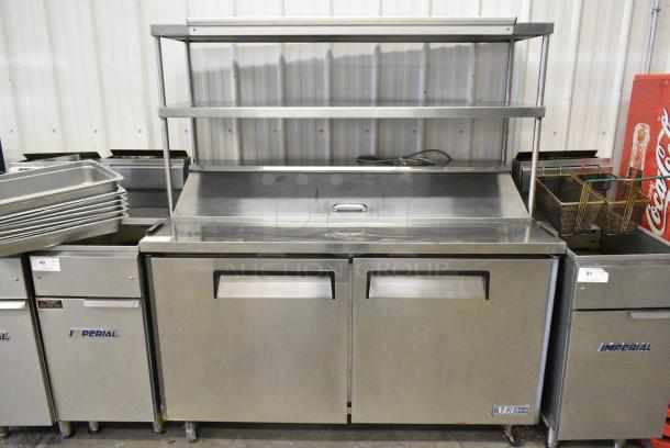 Turbo Air MST-60 Stainless Steel Commercial Sandwich Salad Prep Table Bain Marie Mega Top w/ 2 Tier Over Shelf on Commercial Casters. 115 Volts, 1 Phase. Tested and Working! - Image 1 of 7