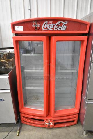 Beverage Air RAD15 Metal Commercial 2 Door Reach In Cooler Merchandiser w/ Poly Coated Racks. 115 Volts, 1 Phase. Tested and Working!