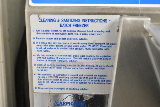 Carpigiani LB 302/RTX-G Stainless Steel Commercial Floor Style Air Cooled Batch Freezer. 208/230 Volts, 3 Phase. - Image 4 of 9