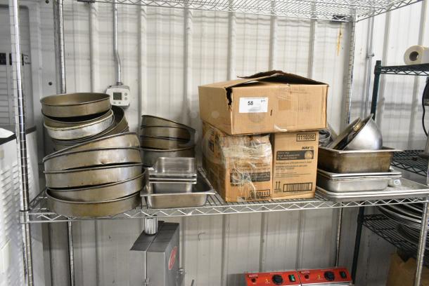 ALL ONE MONEY! Tier Lot of Various Items Including Metal Round Baking Pans and Drop In Bins - Image 1 of 6