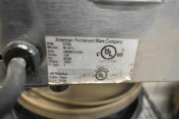 APW Wyott W-43V Stainless Steel Commercial Countertop Food Warmer. 120 Volts, 1 Phase. Tested and Working! - Image 3 of 3