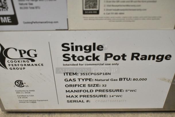 BRAND NEW SCRATCH AND DENT! Cooking Performance Group CPG-SP-18-N Natural Gas Stock Pot Range - 80,000 BTU - Image 5 of 5