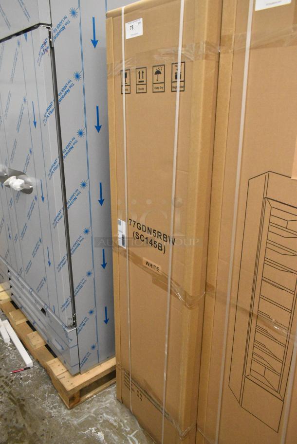 BRAND NEW SCRATCH AND DENT! Galaxy 177GDN5RBW Metal Commercial Single Door Reach In Cooler Merchandiser with Red, White, and Blue LED Lighting. 110-120 Volts, 1 Phase. Tested and Working! - Image 2 of 3