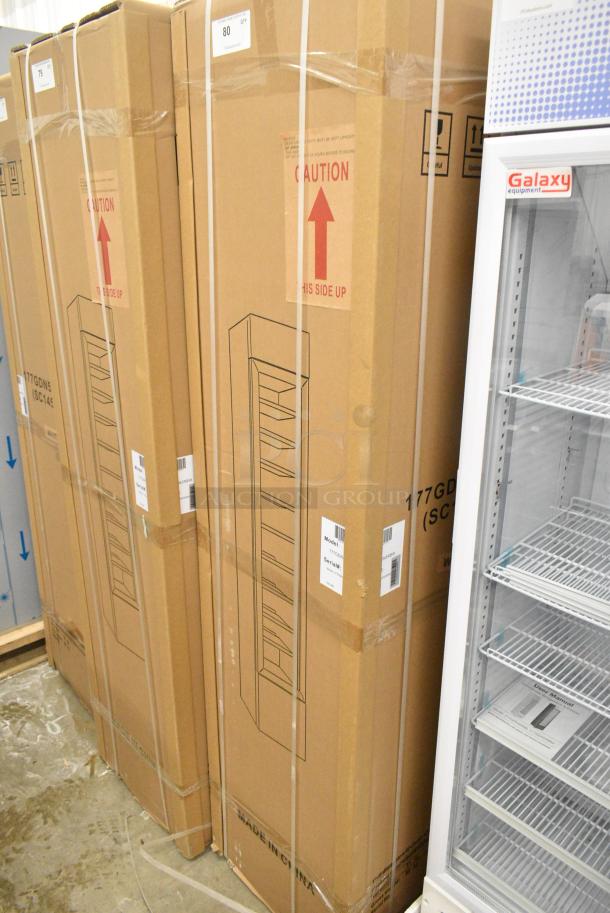 BRAND NEW SCRATCH AND DENT! Galaxy 177GDN5RBW Metal Commercial Single Door Reach In Cooler Merchandiser with Red, White, and Blue LED Lighting. 110-120 Volts, 1 Phase. Tested and Working! - Image 2 of 4