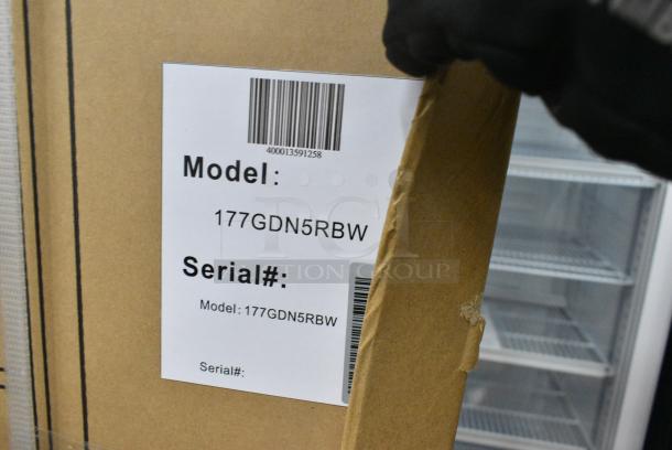 BRAND NEW SCRATCH AND DENT! Galaxy 177GDN5RBW Metal Commercial Single Door Reach In Cooler Merchandiser with Red, White, and Blue LED Lighting. 110-120 Volts, 1 Phase. Tested and Working! - Image 4 of 4