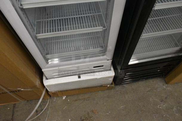 BRAND NEW SCRATCH AND DENT! Galaxy 177GDN5RBW Metal Commercial Single Door Reach In Cooler Merchandiser with Red, White, and Blue LED Lighting. 110-120 Volts, 1 Phase. Tested and Working! - Image 6 of 7