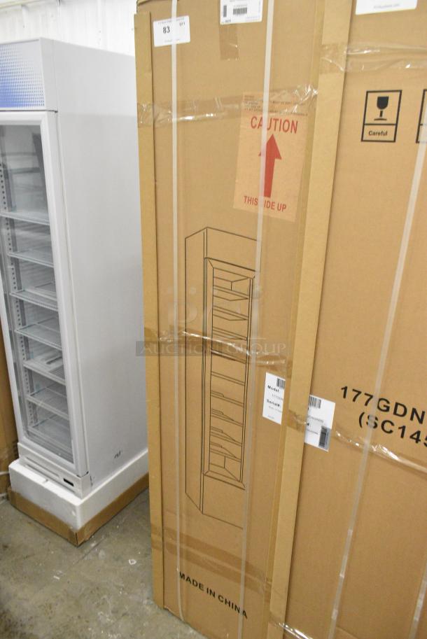 BRAND NEW SCRATCH AND DENT! Galaxy 177GDN5RBB Metal Commercial Single Door Reach In Cooler Merchandiser with Red, White, and Blue LED Lighting. 110-120 Volts, 1 Phase. Tested and Working! - Image 2 of 3