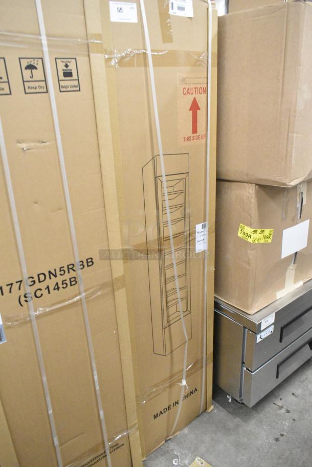 BRAND NEW SCRATCH AND DENT! Galaxy 177GDN5RBB Metal Commercial Single Door Reach In Cooler Merchandiser with Red, White, and Blue LED Lighting. 110-120 Volts, 1 Phase. Tested and Working! - Image 2 of 3