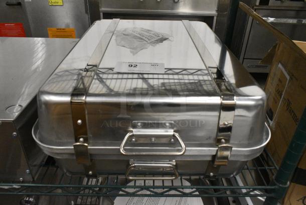BRAND NEW SCRATCH AND DENT! 471ALRP2418K Choice 28 Qt. Aluminum Double Roaster Pan - 24" x 18" x 8 1/2" - Image 1 of 5