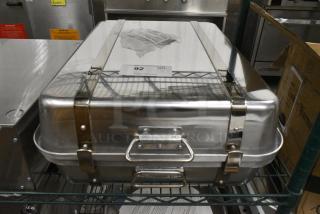 BRAND NEW SCRATCH AND DENT! 471ALRP2418K Choice 28 Qt. Aluminum Double Roaster Pan - 24" x 18" x 8 1/2"