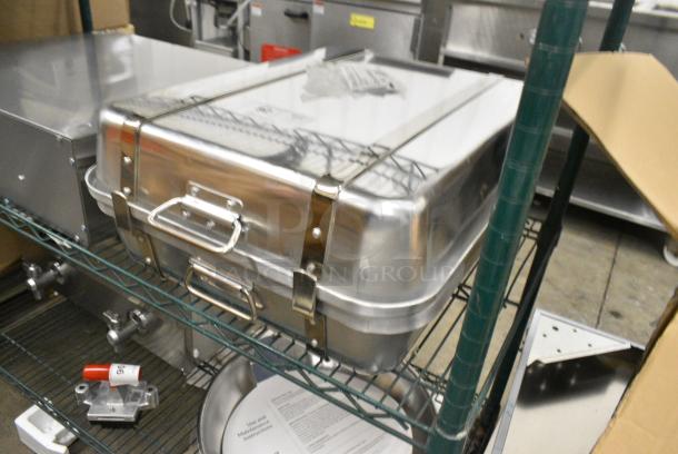 BRAND NEW SCRATCH AND DENT! 471ALRP2418K Choice 28 Qt. Aluminum Double Roaster Pan - 24" x 18" x 8 1/2" - Image 3 of 5