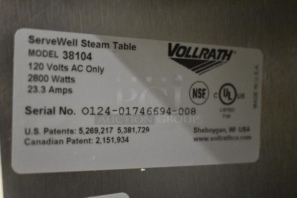 BRAND NEW SCRATCH AND DENT! Vollrath ServeWell 38104 Stainless Steel Commercial Electric Four Pan Sealed Well Hot Food Table. 120 Volts, 1 Phase. Cannot Test Due To Plug Style - Image 7 of 7