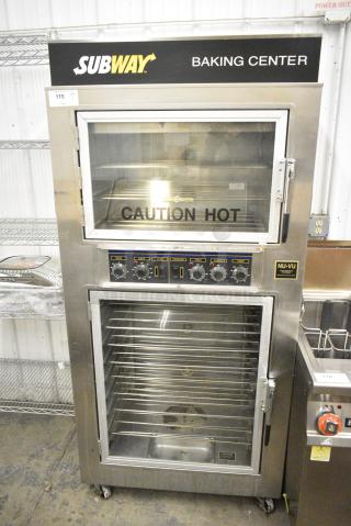 Nu Vu SUB-123 Stainless Steel Commercial Electric Powered Oven Proofer on Commercial Casters. 208 Volts, 3 Phase.