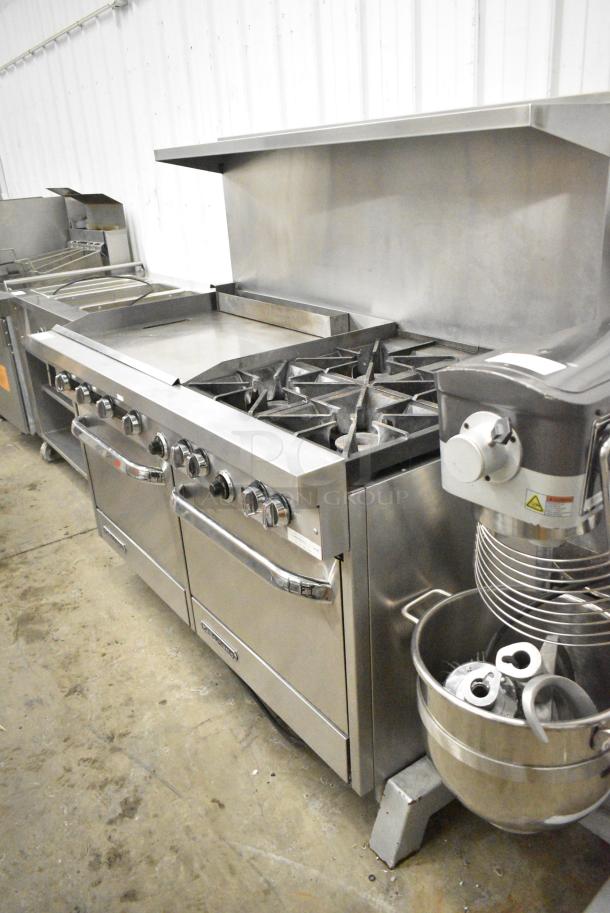Southbend S60DD-3GL Stainless Steel Commercial Natural Gas Powered Flat Top Griddle w/ 4 Burner Range, 2 Ovens, Over Shelf and Back Splash. - Image 3 of 10