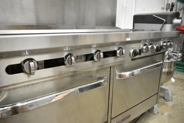 Southbend S60DD-3GL Stainless Steel Commercial Natural Gas Powered Flat Top Griddle w/ 4 Burner Range, 2 Ovens, Over Shelf and Back Splash. - Image 6 of 10
