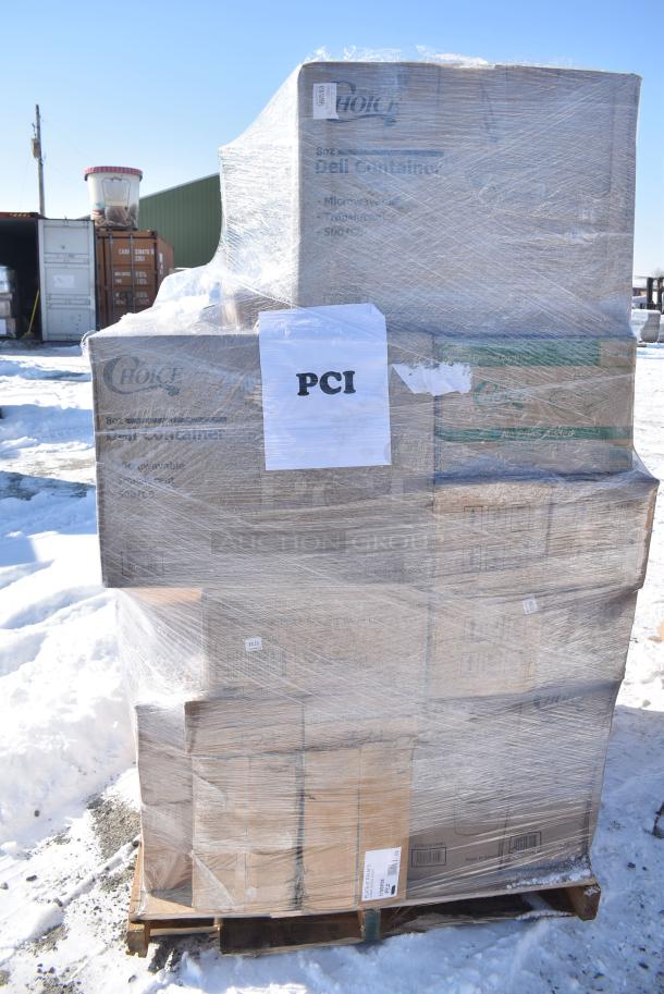 40 BRAND NEW! Boxes Including 2 Box 127RD8BULK Choice 8 oz. Customizable Microwavable Translucent Round Deli Container - 500/Case, 175SP08 EcoChoice 8" Square Palm Leaf Plate - 100/Case, 2 Box 127RD16COMBO Choice 16 oz. Customizable Microwavable Clear Round Deli Container and Lid Combo Pack - 250/Case, 395TO961 EcoChoice 9" x 6" x 3" Compostable No PFAS Added Bamboo / Bagasse 1 Compartment Take-Out Container - 200/Case, 175SP08 EcoChoice 8" Square Palm Leaf Plate - 100/Case, 795KFT16REPE Choice 16 oz. Rectangular Kraft PE-Lined Microwavable Take-Out Container 6 5/8" x 4 5/8" x 1 5/8" - 300/Case. 40 Times Your Bid! - Image 3 of 14