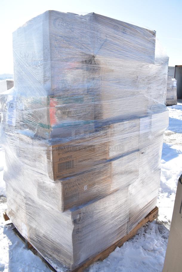 40 BRAND NEW! Boxes Including 2 Box 127RD8BULK Choice 8 oz. Customizable Microwavable Translucent Round Deli Container - 500/Case, 175SP08 EcoChoice 8" Square Palm Leaf Plate - 100/Case, 2 Box 127RD16COMBO Choice 16 oz. Customizable Microwavable Clear Round Deli Container and Lid Combo Pack - 250/Case, 395TO961 EcoChoice 9" x 6" x 3" Compostable No PFAS Added Bamboo / Bagasse 1 Compartment Take-Out Container - 200/Case, 175SP08 EcoChoice 8" Square Palm Leaf Plate - 100/Case, 795KFT16REPE Choice 16 oz. Rectangular Kraft PE-Lined Microwavable Take-Out Container 6 5/8" x 4 5/8" x 1 5/8" - 300/Case. 40 Times Your Bid! - Image 4 of 14