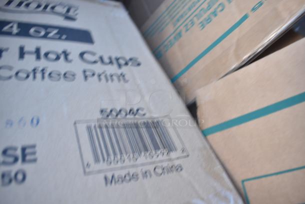 30 BRAND NEW! Boxes Including Dart 10J10 10 oz. White Customizable Foam Cup - 1000/Case, 795PTOKFT1 Choice Kraft Microwavable Folded Paper #1 Take-Out Container 4 3/8" x 3 1/2" x 2 1/2" - 450/Case, 5004C Choice 4 oz. Coffee Print Poly Paper Hot Cup - 1000/Case, 3493042TCB Lancaster Table & Seating Laminated Rectangular Table Top Reversible Cherry / Black, Dart 85HT3R 8" x 8" x 3" White Foam Three-Compartment Square Take Out Container with Perforated Hinged Lid - 200/Case. 30 Times Your Bid! - Image 9 of 13