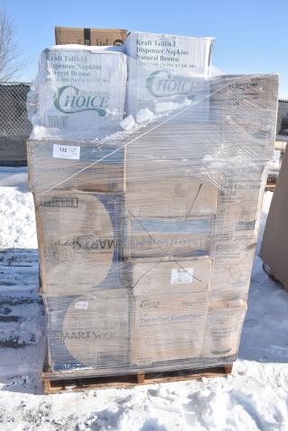 28 BRAND NEW! Boxes Including 127SB24COMBO Choice 24 oz. Clear Plastic Salad Bowl with Lid - 150/Case, 129MCS38B Choice 38 oz. Black Rectangular Microwavable Heavy Weight Container with Lid 8 3/4" x 6 1/4" x 2" - 150/Case, 5002CPTE Lavex 2-Ply White Center Pull Paper Towel 510' Roll - 6/Case, 347BP9BK Choice 9" Black Plastic Plate - 500/Case, 50016W Choice 16 oz. White Poly Paper Hot Cup - 1000/Case, 966TALLFLDN Choice Kraft Natural Tall-Fold 6" x 13" Dispenser Napkin - 8000/Case, 2 Boxes 128HD12COMBO Choice Heavy Duty 12 oz. Microwavable Translucent Plastic Deli Container and Lid Combo Pack - 240/Case, 5002CPTE Lavex 2-Ply White Center Pull Paper Towel 510' Roll - 6/Case, 795KFT16REPE Choice 16 oz. Rectangular Kraft PE-Lined Microwavable Take-Out Container 6 5/8" x 4 5/8" x 1 5/8" - 300/Case, 129MCR50B Choice 43 oz. Black Round Microwavable Heavy Weight Container with Lid 9" - 150/Case. 28 Times Your Bid!