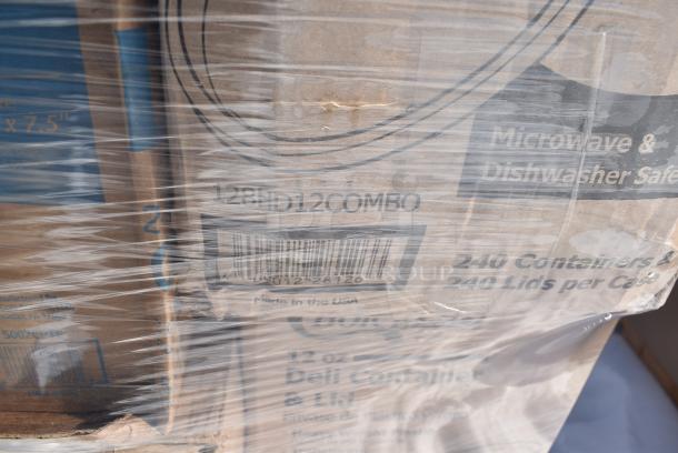 28 BRAND NEW! Boxes Including 127SB24COMBO Choice 24 oz. Clear Plastic Salad Bowl with Lid - 150/Case, 129MCS38B Choice 38 oz. Black Rectangular Microwavable Heavy Weight Container with Lid 8 3/4" x 6 1/4" x 2" - 150/Case, 5002CPTE Lavex 2-Ply White Center Pull Paper Towel 510' Roll - 6/Case, 347BP9BK Choice 9" Black Plastic Plate - 500/Case, 50016W Choice 16 oz. White Poly Paper Hot Cup - 1000/Case, 966TALLFLDN Choice Kraft Natural Tall-Fold 6" x 13" Dispenser Napkin - 8000/Case, 2 Boxes 128HD12COMBO Choice Heavy Duty 12 oz. Microwavable Translucent Plastic Deli Container and Lid Combo Pack - 240/Case, 5002CPTE Lavex 2-Ply White Center Pull Paper Towel 510' Roll - 6/Case, 795KFT16REPE Choice 16 oz. Rectangular Kraft PE-Lined Microwavable Take-Out Container 6 5/8" x 4 5/8" x 1 5/8" - 300/Case, 129MCR50B Choice 43 oz. Black Round Microwavable Heavy Weight Container with Lid 9" - 150/Case. 28 Times Your Bid! - Image 13 of 17