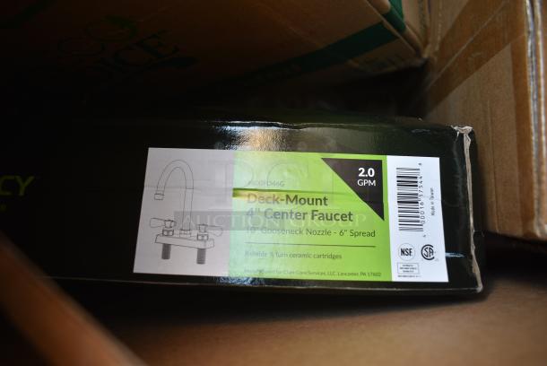 20 BRAND NEW! Boxes Including Dart 60HT1 White Foam Hinged Lid Container 6" x 6" x 3" - 500/Case, 5002DNAP Choice White 2-Ply Dinner Napkin 17" x 15" - 3000/Case, 395TO661W White Hinged Take Out Containers, 600FD46G FAUCET DECK 4"C 6" SPREAD 10"H GNECK SPOUT NO LEAD, 127SB24COMBO Choice 24 oz. Clear Plastic Salad Bowl with Lid - 150/Case, Dart C95PST1 ClearSeal 8 7/8" x 9 3/8" x 3" Hinged Lid Plastic Container - 200/Case, 500L1020B Choice Black Hot Paper Cup Travel Lid for 10-24 oz. Standard Cups and 8 oz. Squat Cups - 1000/Case, 394EN503L Noble Products Powder-Free Disposable Blue Exam Grade Nitrile 4 Mil Thick Textured Gloves - Large - 1000/Case, Dart 60HT1 White Foam Hinged Lid Container 6" x 6" x 3" - 500/Case. 20 Times Your Bid! - Image 9 of 16