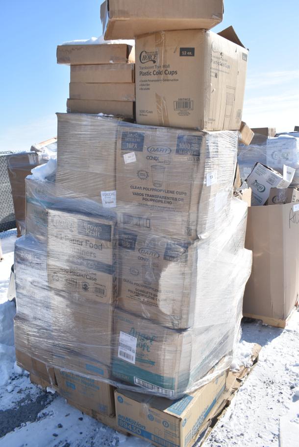 40 BRAND NEW! Boxes Including 394325M Noble NexGen Powder-Free Disposable Blue Hybrid 3 Mil Thick Gloves - Medium - 1000/Case, 500COLLARBR EcoChoice Kraft Coffee Cup Sleeve / Jacket / Clutch - 10-24 oz. - 1200/Case, 394385L Noble Products White Powder-Free Disposable Latex Gloves for Foodservice - Large - 1000/Case, 394325M Noble NexGen Powder-Free Disposable Blue Hybrid 3 Mil Thick Gloves - Medium - 1000/Case, 795PTOKFT1 Choice Kraft Microwavable Folded Paper #1 Take-Out Container 4 3/8" x 3 1/2" x 2 1/2" - 450/Case, 100260CHC Choice Take Out Containers, Dart 16PX Conex ClearPro 16 oz. Polypropylene Cold Cup - 1000/Case, 500TW12 Choice 12 oz. Translucent Thin Wall Plastic Cold Cup - 1000/Case, VacPak-It 186CVBZ1015 10" x 15" Chamber Vacuum Packaging Bags with Zipper 3 Mil - 1000/Case. 40 Times Your Bid! - Image 2 of 17