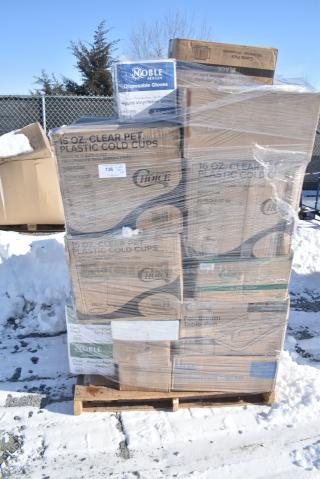 28 BRAND NEW! Boxes Including 394345XLNoble NexGen Powder-Free Disposable Black Hybrid 3 Mil Thick Gloves - Extra Large - 1000/Case, 127SB18COMBO Choice 18 oz. Clear Plastic Salad Bowl with Lid - 150/Case, 500LSTRWL Choice 9, 12, 16, 20, and 24 oz. Clear Strawless / Sip Lid - 1000/Case, 394325XL Noble NexGen Powder-Free Disposable Blue Hybrid 3 Mil Thick Gloves - Extra Large - 1000/Case, 500CC16 Choice Clear PET Customizable Plastic Cold Cup - 16 oz. - 1000/Case, 395TO962 EcoChoice 9" x 6" x 3" Compostable Sugarcane / Bagasse 2 Compartment Takeout Container - 200/Case, 612605070 Choice Full Size Heavy-Duty Foil Steam Table Pan Deep 3 3/8" Depth - 50/Case. 28 Times Your Bid!