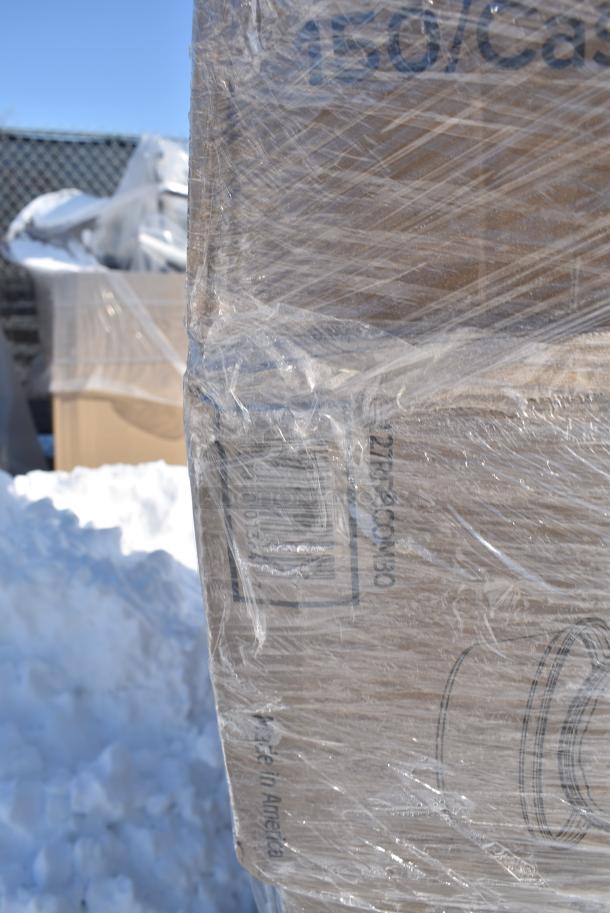 28 BRAND NEW! Boxes Including 394360L Noble Products Clear Powdered Disposable Vinyl Gloves for Foodservice - Large - 1000/Case, 2 Box 500CC32P Choice Clear PET Plastic Cold Cup - 32 oz. - 500/Case, 130LID18 Visions 18" Clear PET Plastic Round Catering Tray High Dome Lid - 25/Case, 4 Box Sandwich Wrap 14"x16", 127RD8COMBO Choice 8 oz. Customizable Microwavable Clear Round Deli Container and Lid Combo Pack - 250/Case, 128HD8COMBO Choice Heavy Duty 8 oz. Microwavable Translucent Plastic Deli Container and Lid Combo Pack - 240/Case. 28 Times Your Bid! - Image 11 of 13