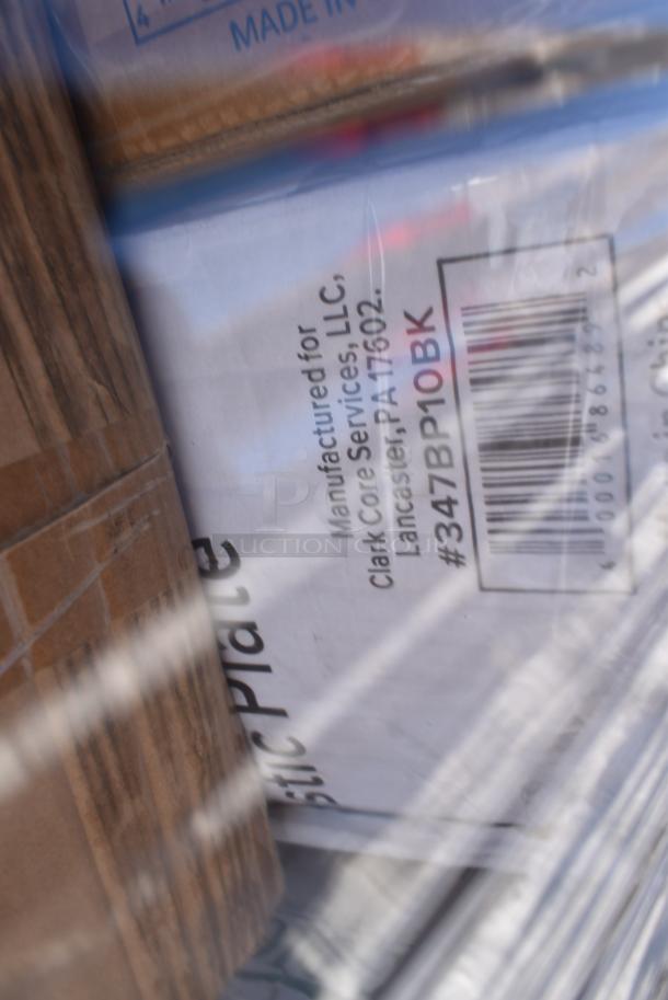 25 BRAND NEW! Boxes Including 760VP85 Carnival King Kraft 85 oz. Popcorn Bucket - 150/Case, 50012DWALLW Choice 12 oz. White Smooth Double Wall Paper Hot Cup - 500/Case, 500FC100 Cups, 346WKFSNM Choice Medium Weight White Wrapped Polypropylene Plastic Cutlery Set with Napkin - 250/Case, 347BP10BK Choice 10 1/4" Black Plastic Plate - 500/Case, 394385L Noble Products White Powder-Free Disposable Latex Gloves for Foodservice - Large - 1000/Case. 25 Times Your Bid! - Image 9 of 10