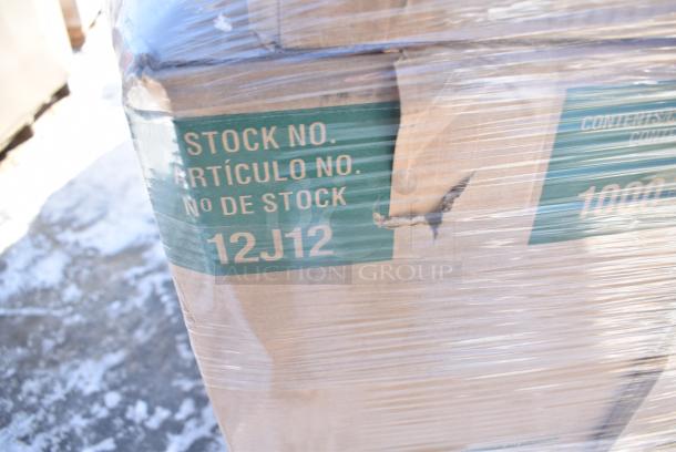 35 BRAND NEW! Boxes Including 129MCR38B Choice 38 oz. Black 7" Round Microwavable Heavy Weight Container with Lid - 150/Case, 394465XL Noble NexGen 3 Mil Black Biodegradable Powder-Free Nitrile Gloves - Extra Large - 1000/Case, 5002BNAPBLK Choice Black 2-Ply Customizable Beverage / Cocktail Napkin - 1000/Case, 160BIB2PKTGY Choice Gray Poly-Cotton Standard Bib Apron with 2 Pockets - 34" x 30", 394325L Noble NexGen Powder-Free Disposable Blue Hybrid 3 Mil Thick Gloves - Large - 1000/Case, Dart 12J12 12 oz. White Customizable Foam Cup - 1000/Case, SXB12WS Dixie Ultra Pathways 12 oz. Heavy Weight Paper Bowl - 500/Case, 394EN304XL Noble Products Nitrile White 3 Mil Thick All Purpose Powder-Free Textured Gloves - Extra Large - 1000/Case, 43309LPIE Choice 9" Clear Hinged Low Pie Container - 100/Case. 35 Times Your Bid! - Image 13 of 20