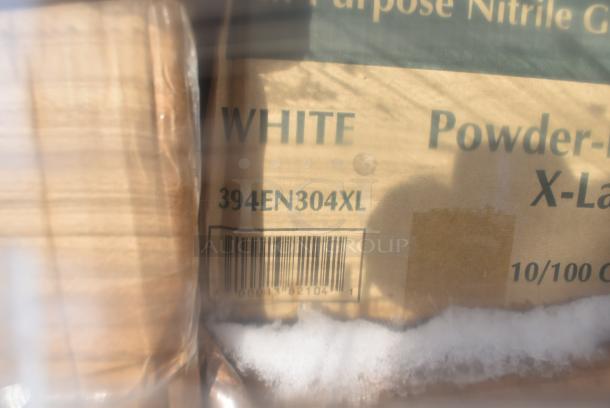 35 BRAND NEW! Boxes Including 129MCR38B Choice 38 oz. Black 7" Round Microwavable Heavy Weight Container with Lid - 150/Case, 394465XL Noble NexGen 3 Mil Black Biodegradable Powder-Free Nitrile Gloves - Extra Large - 1000/Case, 5002BNAPBLK Choice Black 2-Ply Customizable Beverage / Cocktail Napkin - 1000/Case, 160BIB2PKTGY Choice Gray Poly-Cotton Standard Bib Apron with 2 Pockets - 34" x 30", 394325L Noble NexGen Powder-Free Disposable Blue Hybrid 3 Mil Thick Gloves - Large - 1000/Case, Dart 12J12 12 oz. White Customizable Foam Cup - 1000/Case, SXB12WS Dixie Ultra Pathways 12 oz. Heavy Weight Paper Bowl - 500/Case, 394EN304XL Noble Products Nitrile White 3 Mil Thick All Purpose Powder-Free Textured Gloves - Extra Large - 1000/Case, 43309LPIE Choice 9" Clear Hinged Low Pie Container - 100/Case. 35 Times Your Bid! - Image 19 of 20